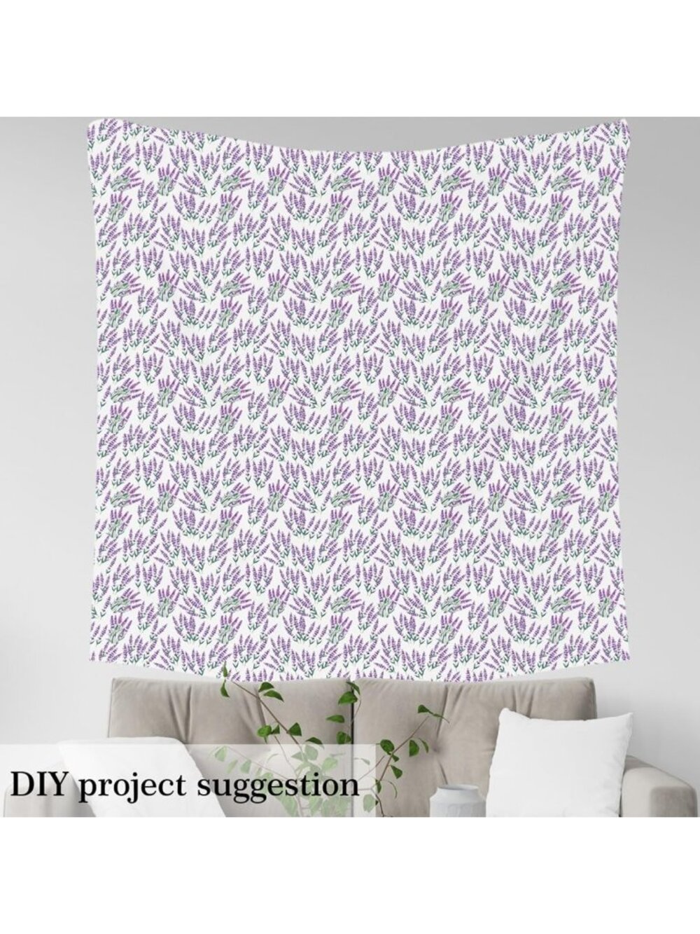 Purple Lavender Watercolor Floral Fabric by the Yard - Soft Polyester for DIY - Picture 4 of 6